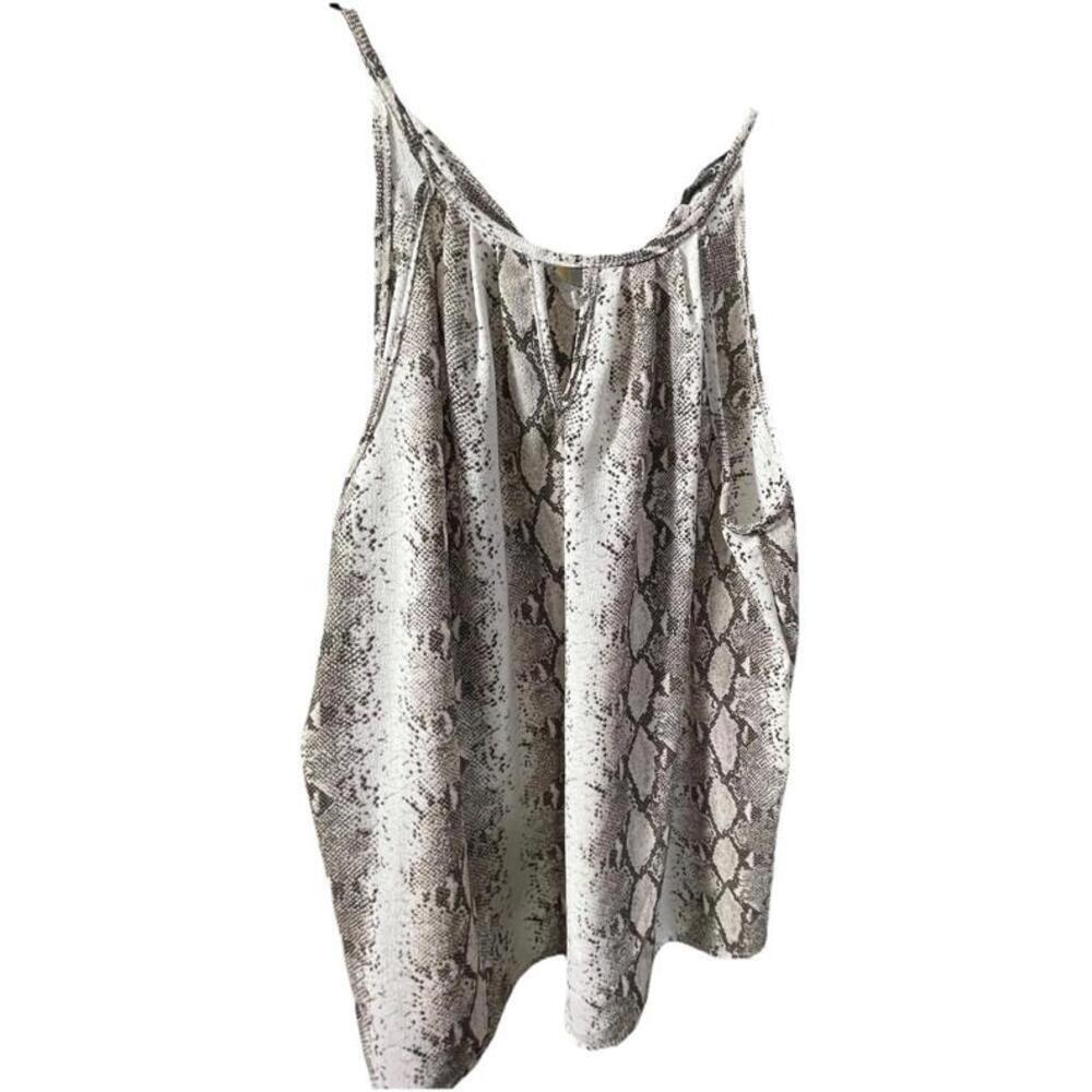 Papermoon Tank Cami Top Women’s Snake Print Sleeveless Keyhole Sz S Summer